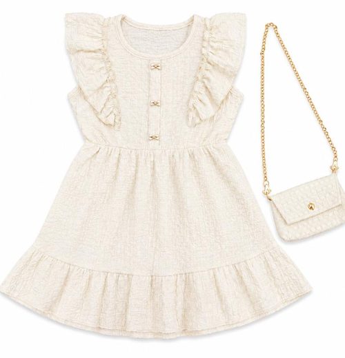 Girls Ruffle Bow Dress with Purse (2-12Y)