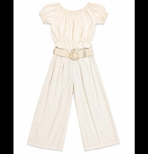 Girls 2pc Summer Top & Trousers Set with Belt (4-14Y)