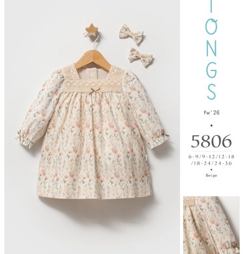 Baby Girls Floral Lace Spanish Dress & Hairclips Set (6-24M)