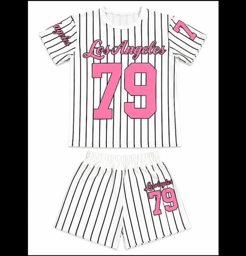 Girls Los Angeles 79 Baseball Top & Shorts Set (4-14Y)