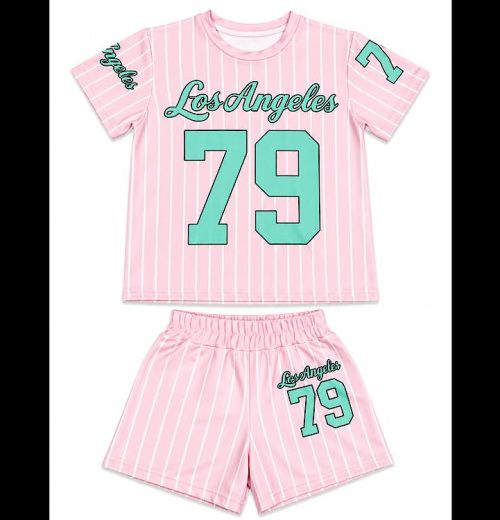 Girls Los Angeles 79 Baseball Top & Shorts Set (4-14Y)