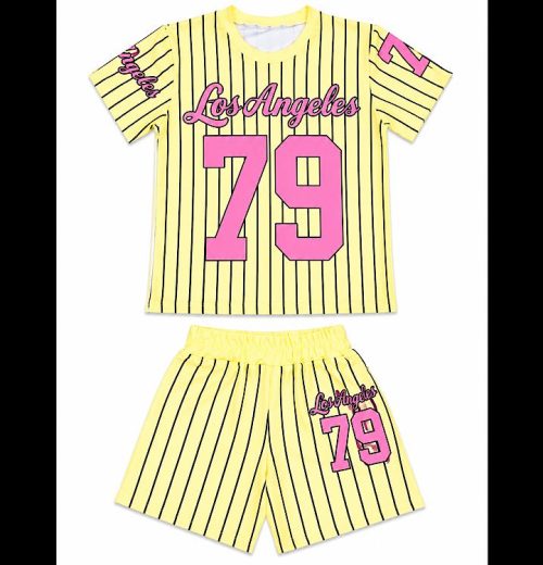 Girls Los Angeles 79 Baseball Top & Shorts Set (4-14Y)