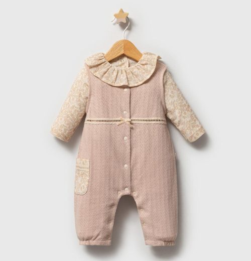 Baby Girls Floral Lace Pocket Romper (0-9M)