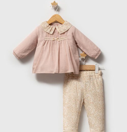 Baby Girls 2pc Lace Bow & Floral Trousers Set (6-24M)