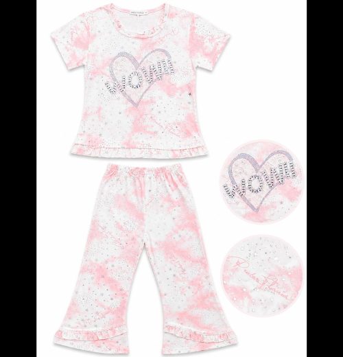 Girls 2pc Tie Dye Diamante Sequin Legging Set (1-8Y)