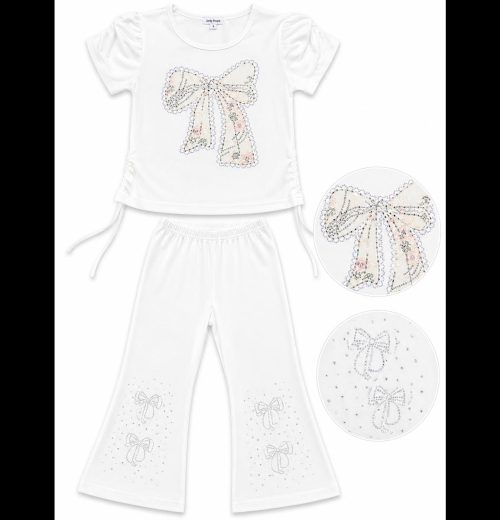Girls 2pc Bow Diamante Sequin Legging Set (1-8Y)