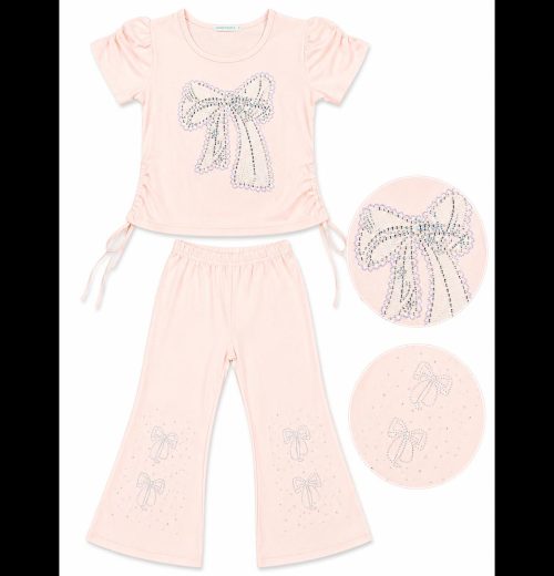 Girls 2pc Bow Diamante Sequin Legging Set (1-8Y)
