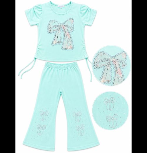 Girls 2pc Bow Diamante Sequin Legging Set (1-8Y)