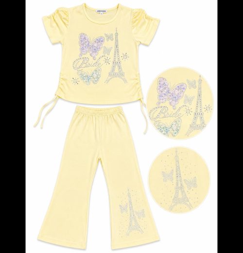 Girls 2pc Diamante Eiffel Tower Legging Set (1-8Y)