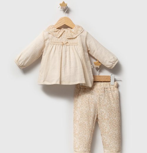 Baby Girls 2pc Lace Bow & Floral Trousers Set (6-24M)