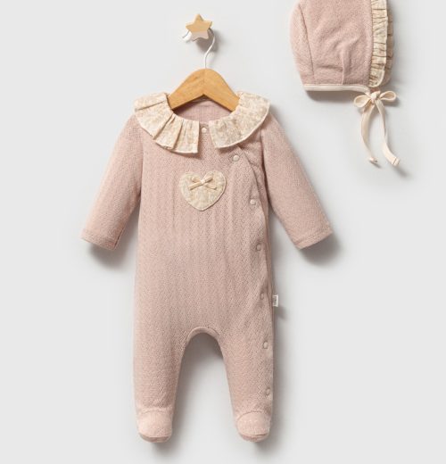 Baby Girls Heart Romper & Bonnet Set (0-6M)