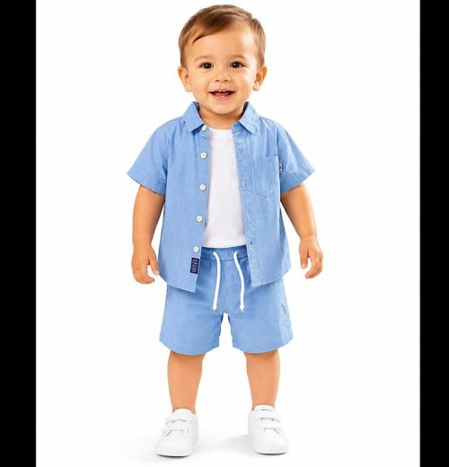 Baby Boys 3pc Summer Shirt, T Shirt & Shorts Set (6-36M)