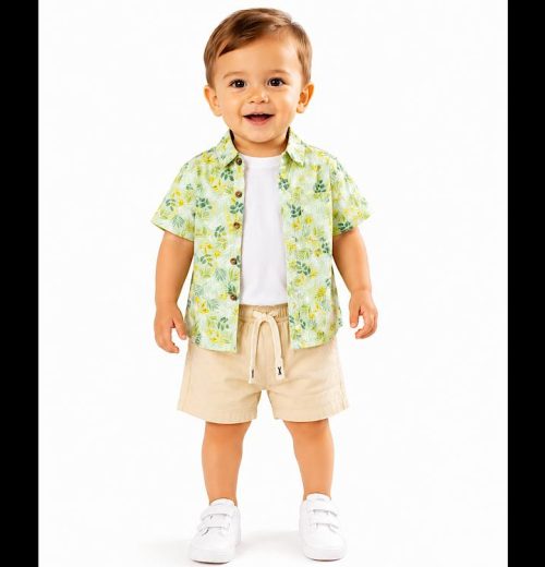 Baby Boys 3pc Beach Shirt, T Shirt & Shorts Set (6-36M)