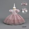 WhatsApp Image 2026 06 09 at 18.40.11 1 Baby Girls 3pc Jacquard Lace Party Dress with Headband & Shoes (6-24M)