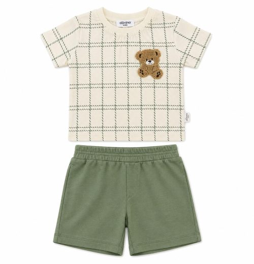 Baby Boys 2pc Striped Teddy T Shirt & Short Set (6-24M)