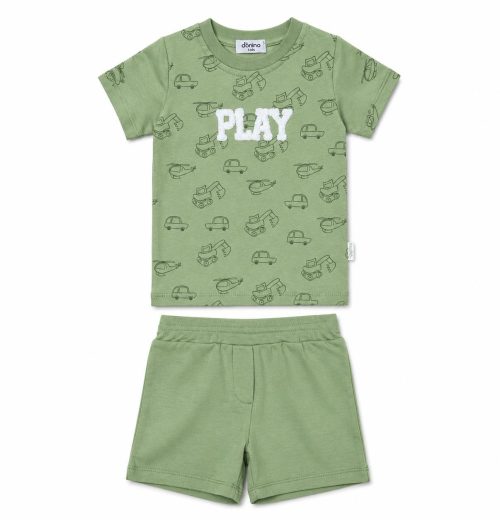 Baby Boys Two Piece "PLAY" Embossed Printed Short Set (6-24M)