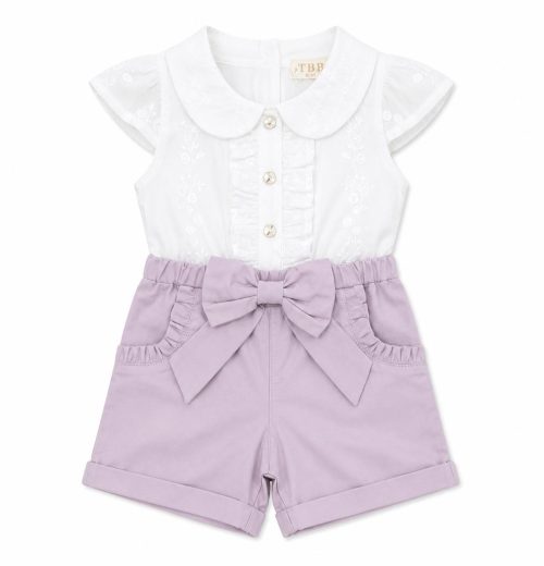 Baby Girls Floral Embroidered All in One Broach Play Suit (0-24M)