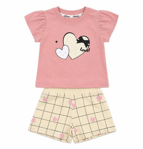 Baby Girls 2pc Heart T Shirt & Stripe Shorts Set (6-24M)