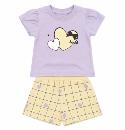 Baby Girls 2pc Heart T Shirt & Stripe Shorts Set (6-24M)