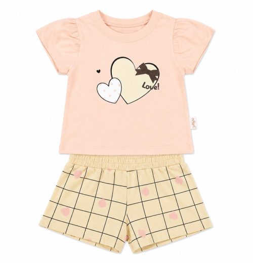 Baby Girls 2pc Heart T Shirt & Stripe Shorts Set (6-24M)