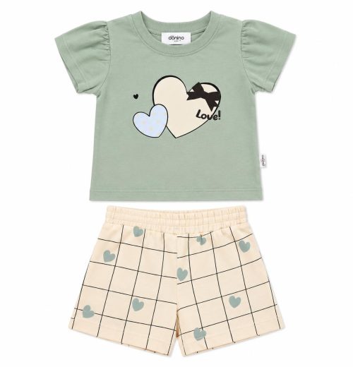 Baby Girls 2pc Heart T Shirt & Stripe Shorts Set (6-24M)