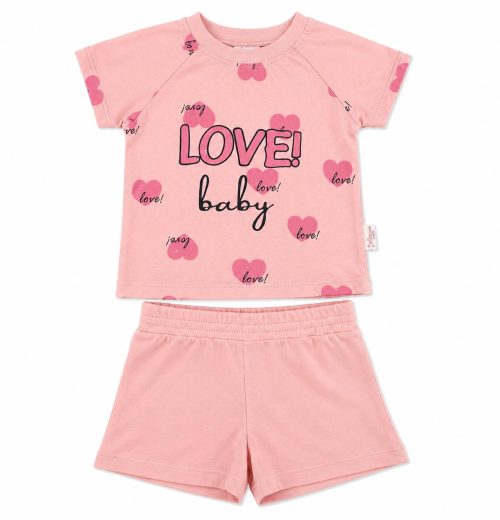 Baby Girls 2pc 'Love' Heart T Shirt & Shorts Set (6-24M)