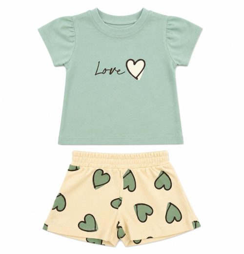 Baby Girls 2pc 'Love' T Shirt & Heart Shorts Set (6-24M)