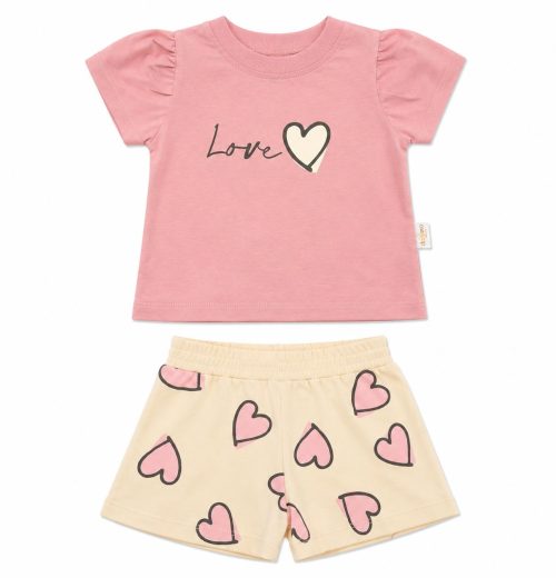 Baby Girls 2pc 'Love' T Shirt & Heart Shorts Set (6-24M)