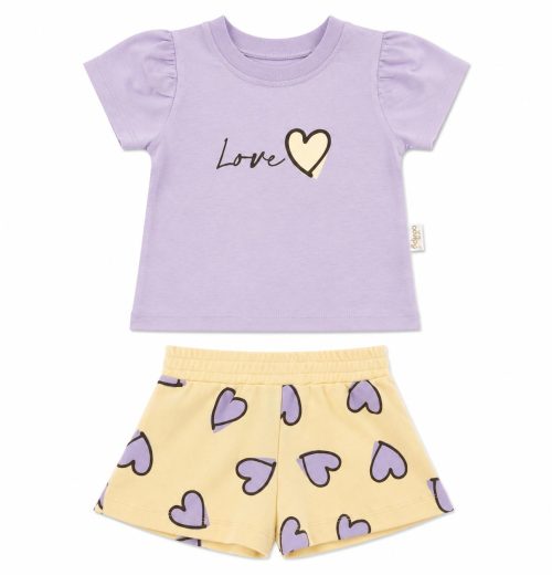 Baby Girls 2pc 'Love' T Shirt & Heart Shorts Set (6-24M)