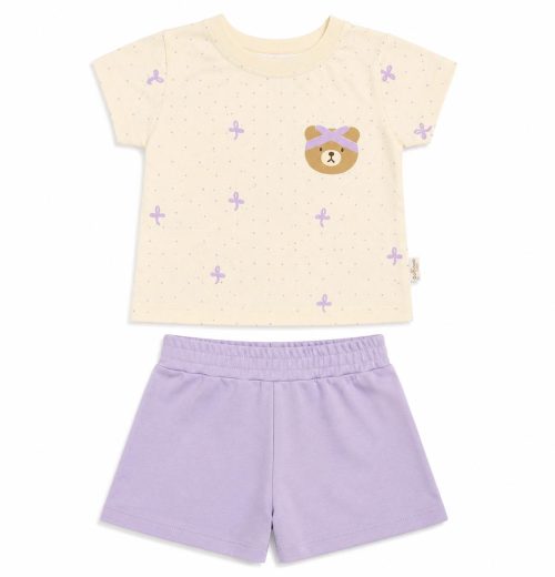 Baby Girls 2pc 'Teddy Polka Dot T Shirt & Shorts Set (6-24M)