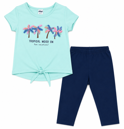 Girls 2pc Tropical Tie up Top & Leggings Set (8-14Y)