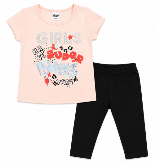 Girls 2pc 'SUPER' Diamante Top & Leggings Set (8-14Y)