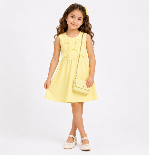 Girls Multi Bow Dress with Purse (4-14Y)