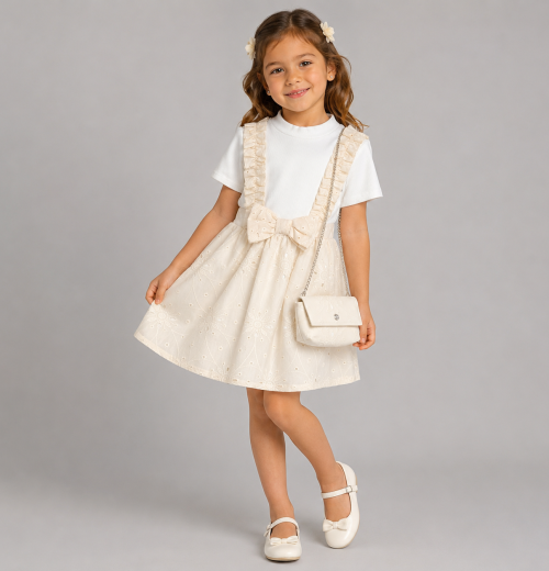 Girls Ruffle Bow Dress with Purse (4-14Y)