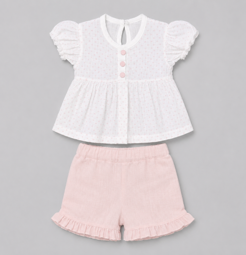 Baby Girls 2pc Polka Dot Ruffle Top & Shorts Set (9-24M)