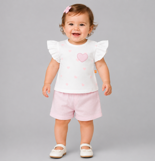 Baby Girls 2pc Heart Top & Shorts Set (9-24M)