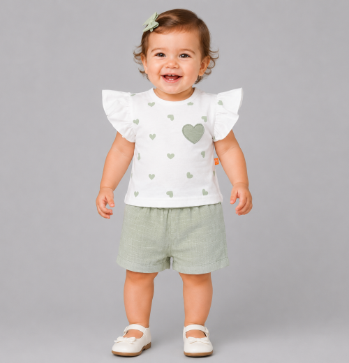 Baby Girls 2pc Heart Top & Shorts Set (9-24M)