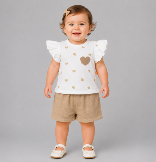 Baby Girls 2pc Heart Top & Shorts Set (9-24M)