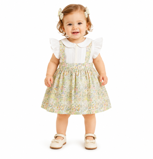 Baby Girls Pastel Floral Dress & Hairclips Set (6-24M)