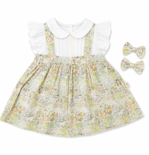 IMG 4318 Baby Girls Pastel Floral Dress & Hairclips Set (6-24M)
