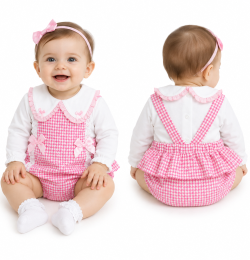 Baby Girls 2pc Spanish Lace Romper & Bow Top Set (0-6m)