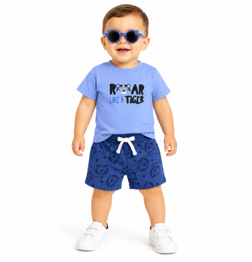 Baby Boys 3pc Tiger T Shirt & Shorts Set with Sunglasses (3-18m)