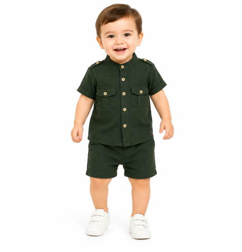 Baby Boys 2pc Double Pocket Shirt & Shorts Set (3-18m)