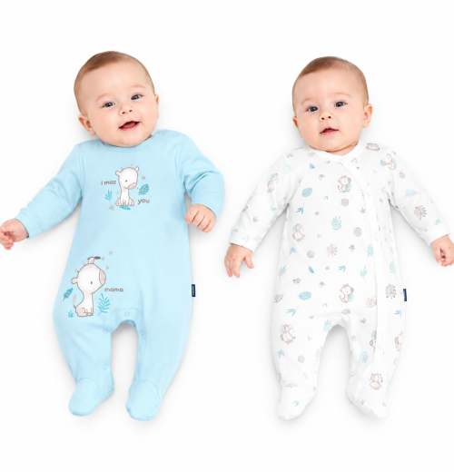 Unisex Baby Twin Pack Giraffe Romper Set (1-6m)