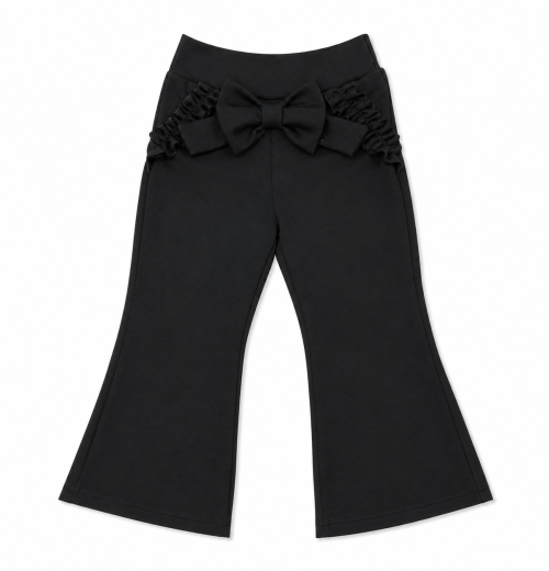 Girls Black School Bow Ruffle Trousers (4-12y)