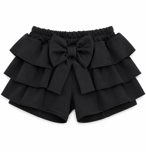 Girls Black School Layered Shorts (4-12y)
