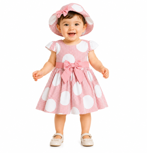 Baby Girls Floral Summer Dress & Hat Set (6-36m)