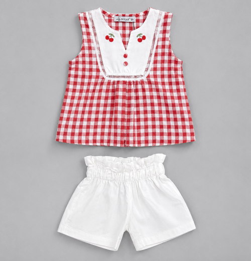 Girls 2pc Cherry Check Top & Shorts Set (1-4y)