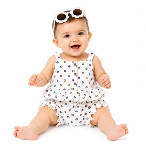 Baby Girls 2pc Polka Dot Summer Set with Sunglasses (3-24m)