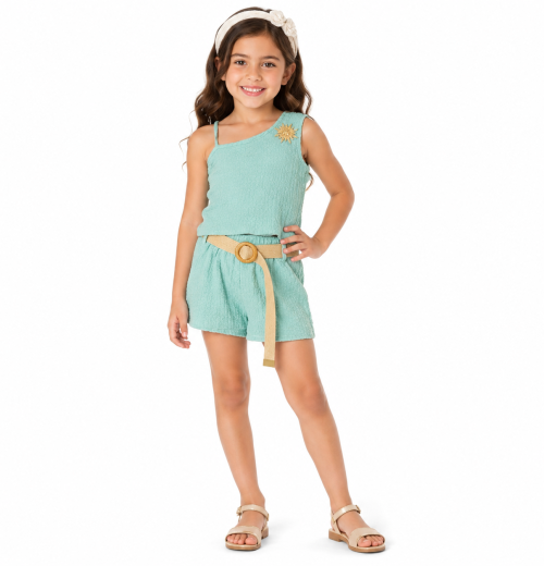 IMG 4611 Girls Broach Top & Shorts Set with Belt (4-14Y)